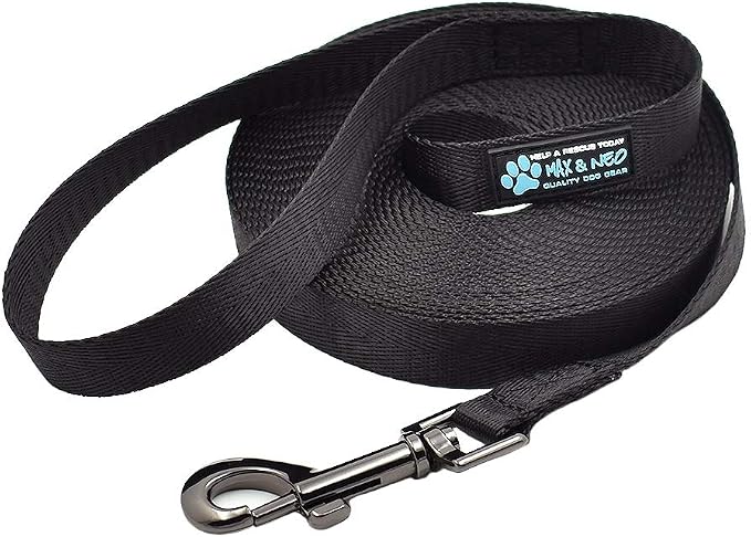 Max and Neo Long Recall Training Leash - We Donate One for One for Every Leash Sold (50 Foot, Black)
