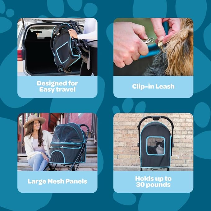 Carlson Pet Stroller - Black, up to 30lbs