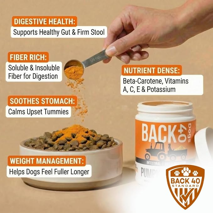 Pumpkin Powder for Dogs - Powder Pumpkin Dog Food Toppers - Rich in Fiber Supplement Helps with Gut & Digestion, Nutrient Absorption, Diarrhea, Constipation & Upset Stomach- 8.1oz- Made in USA