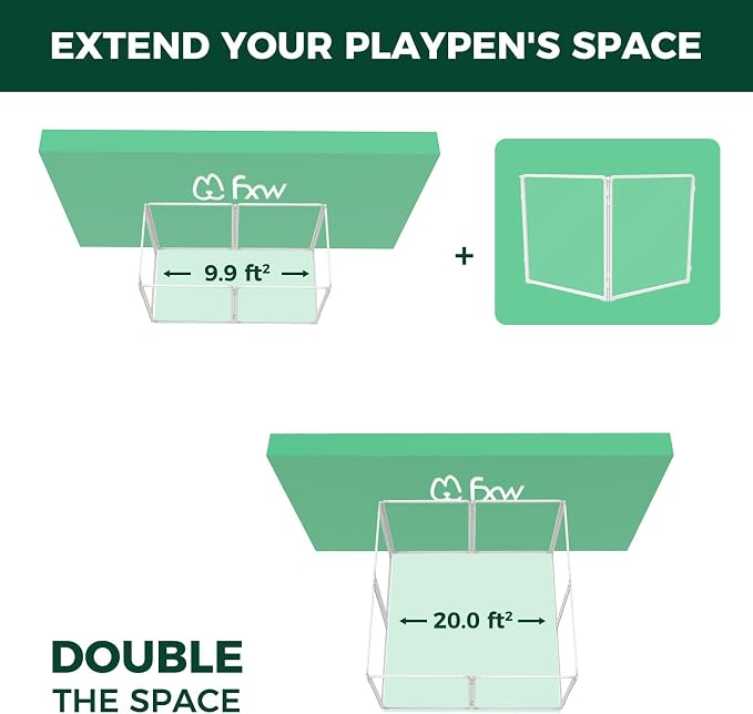 FXW AuraSpace Pro Acrylic Indoor Dog Playpen, Heavy-Duty with Metal Frame, 32" Height 2 Panels for Small and Medium Dogs, White│Patented