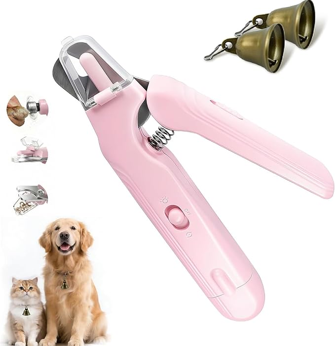 2-in-1 Cat & Dog Nail Clippers & Grinder with Light, Pink