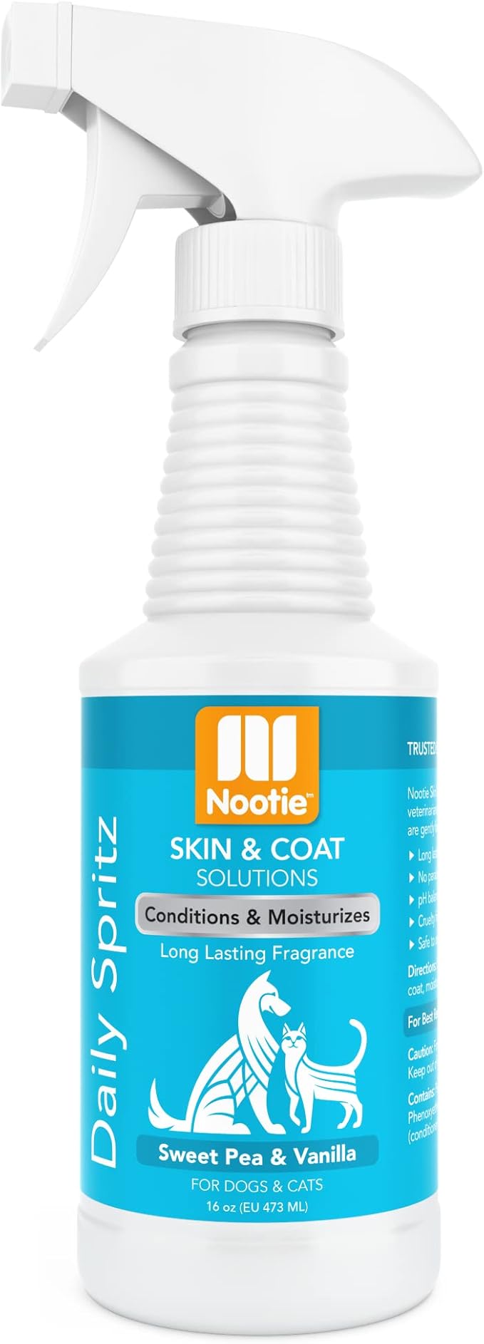 Nootie Sweet Pea & Vanilla Spritz for Dogs & Cats, Long-Lasting | 16oz, conditions & moisturizes fur, spray-in formula, no rinse needed