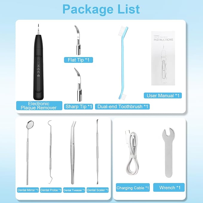 Ultrasonic Dog Plaque Remover Tool, 3 Modes Plaque and Tartar Remover for Dogs, Low Noise Sonic Dog Tartar Remover Dogs Plaque Remover with Toothbrush 2 Cleaning Head for Pet Dental Care, Black