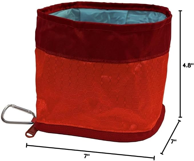 Kurgo Zippy Bowl for Dogs, Collapsible Travel Bowl, 48oz, Barn Red