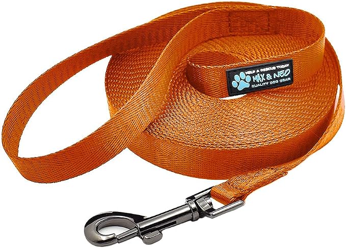Max and Neo Long Recall Training Leash - We Donate One for One for Every Leash Sold (100 Foot, Orange)