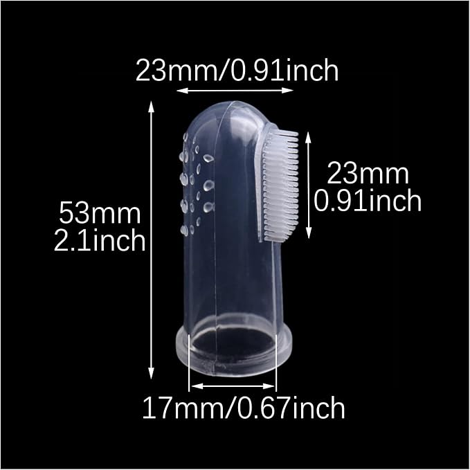 RLECS 10PCS Inner Diameter 17mm Finger Sleeve Design Transparent Silicone Pet Finger Toothbrush Cat Dental Hygiene Supplies