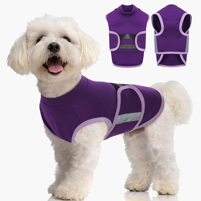 MIGOHI Dog Anxiety Relief Coat,Comfort Anxiety Vest for Dogs,Adjustable Dog Anxiety Calming Wrap for Fireworks,Travel, Separation,Anxiety Jacket for Small Dogs, XS,Purple