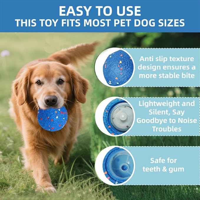 Smart Bouncing Dog Ball Dual Mode | Automatic bouncing electronic dog ball with dual smart vibration modes & Type-C USB charging.