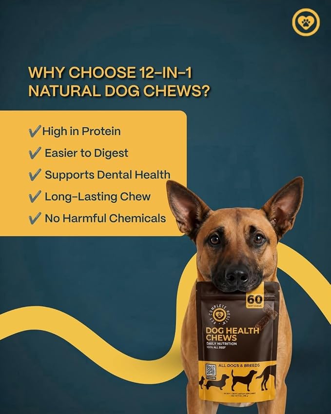 HEALTH |12-in-1 Multi-Nutrient Chews | Daily Nutrition | Pet Treat | Multivitamin for all dogs | Digestive Health supplement | Vital Growth | Hip Joint Care | Glucosamine | Immune Support