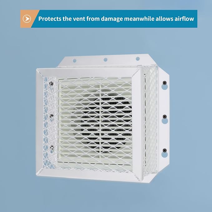 Dryer Vent Cover Guard 7" L x 7" W x 5" H, Metal Dryer Vent Mesh Screen, Dryer Vent Protector for 3" to 4" Dryer Ventilation and Bathroom Exhaust Fan Cover (White)