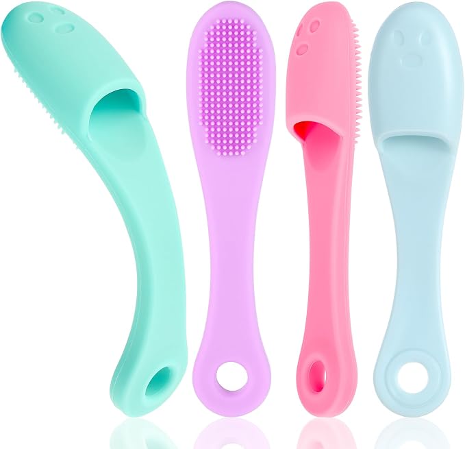Qianyu Dog Toothbrush Soft Silicone Finger Toothbrush Dog Tooth Brushing Kit Cat Tooth Brush Teeth Cleaning Dental Care for Small and Large Pet 4 Pack