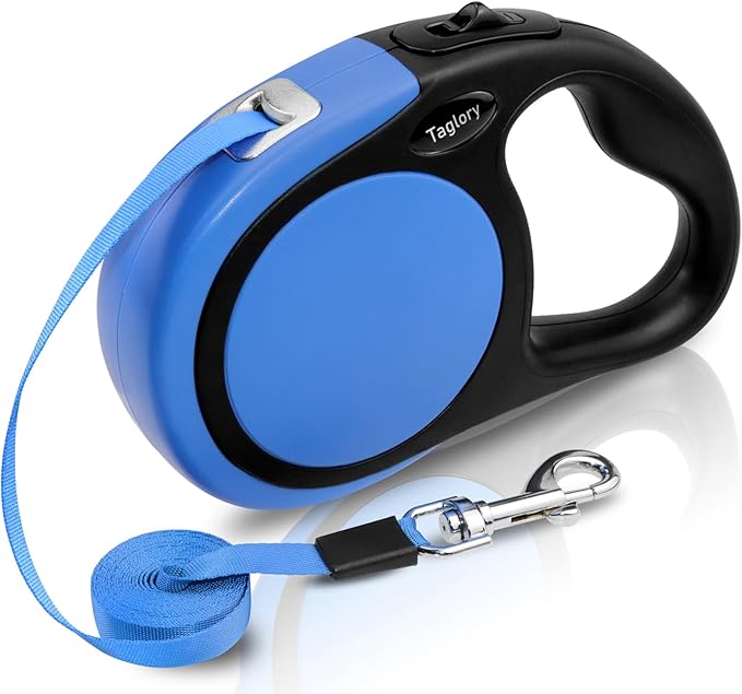 Taglory Retractable Dog Leash, One-Handed Brake, 16ft, Up to 44 lbs, Blue | More Freedom While Staying in Control, Smooth Retraction, Tangle-Free Design, Easy-Grip Handle, Daily Neighborhood Walks