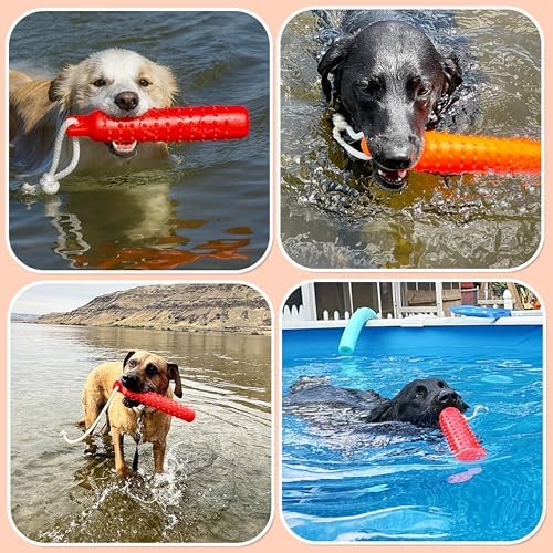 Dog Water Toys, 2 Pack Floating Bumper Fetch Toy Dummy | Interactive Retrieving Training Float Pet Rope Toy for Pool, Lake Outdoor Small Medium Large Dogs