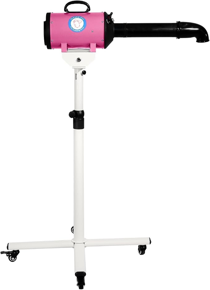 Flying Pig High Velocity Dog Pet Stand Grooming Dryer w/Variable Air Speed & Heat (Pink)