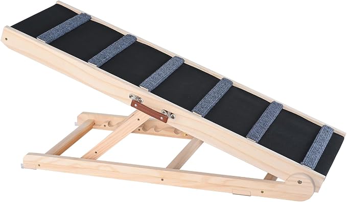 VEVOR Dog Ramp, Folding Pet Ramp for Bed, Adjustable Dog Ramp for Small, Large, Old Dogs & Cats, Wooden Pet Ramp with 41.3" Long Ramp, Adjustable from 13.77" to 25.59", Suitable for Couch, Sofa, Car