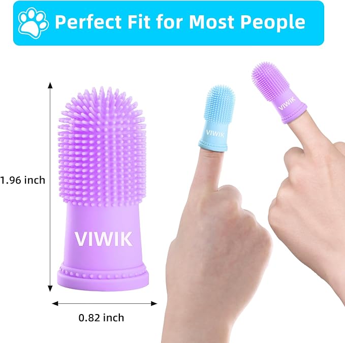 VIWIK 8Pack Pet Tooth Brushing Kit - Medium to Large Dog & Cat Toothbrush, Finger Toothbrush for Puppy Teeth Cleaning & Dental Care