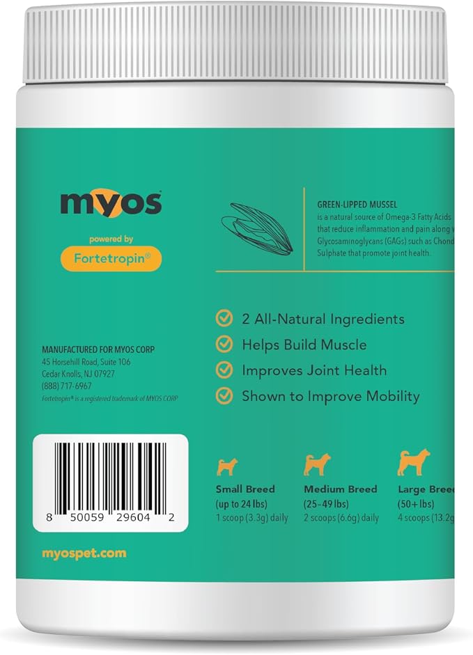 MYOS Muscle & Joint Dog Supplement - Hip & Joint Support Powder - 396g