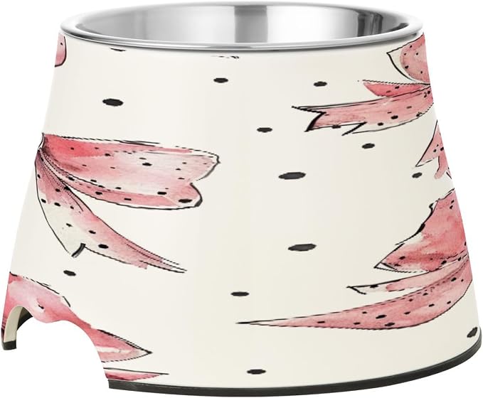 YETTASBIN Pink Bow Elevated Dog Bowls, Prevention of Vertebrae Disease Raised Dog & Cat Bowl Stand with Removable Stainless Steel Bowls, Non-Slip Spill-Proof Pet Food & Water Bowl Dish