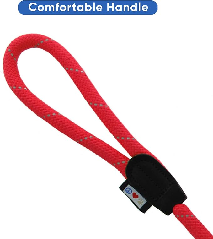 Pawtitas Double Leash for Two Dogs Great for Walking & Training Comfortable Shock Absorbing Reflective Pet Rope Leash for 2 Dogs 6ft - Medium/Large - Red