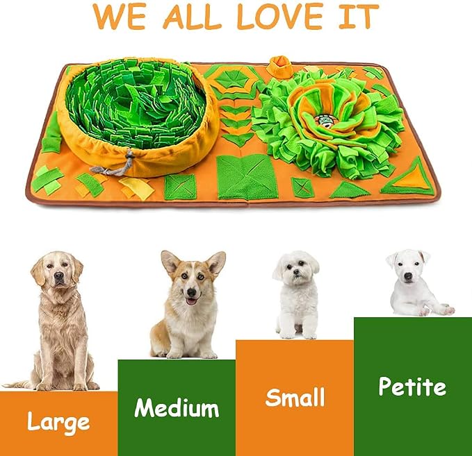 AWOOF Large Dog Snuffle Mat, Interactive Feeding Mat, 34.6 in x 19.6 in, Squeaker and Crinkle Paper, Non-Slip, Easy to Clean | 34in x 19in, Squeaker and Crinkle Paper, Non-Slip, Washable,Sparks natural foraging,Eases anxiety for Small/Medium/Large Pets