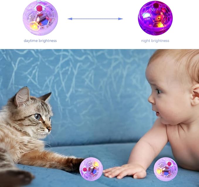 6 Pack Ghost Hunting Cat Ball Toys Motion Light Up Cat Balls LED Light Ball Dog Interactive Toys for Dog Activity, Exercise, Interaction
