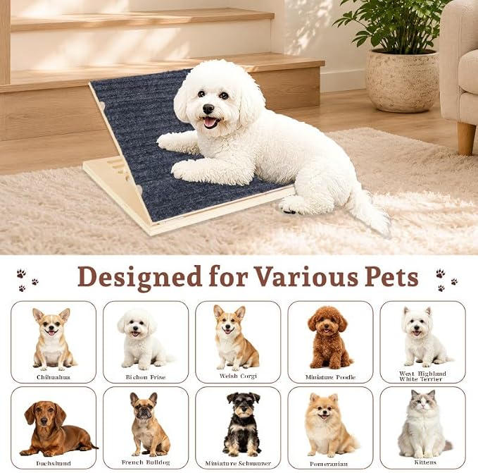 4 Pack Adjustable Dog Ramps for Stairs, Upgraded Pet Stair Ramp for Small Dogs, Portable Dog Stairs with Mat for Small Dogs and Cats, Non-Slip Pet Steps for Senior, Short-Legged & Injured Pets