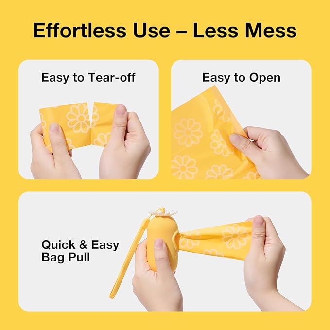VETRESKA Dog Poop Bag Rolls Daisy Scented Leak-proof Pet Waste Bags Thick and Large Trash Bags for Dog Walking 36 Refill Rolls 540 Bags