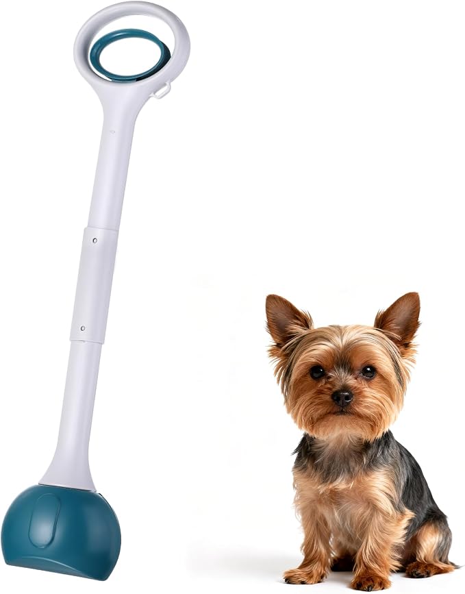 Poop Scooper, 27.6" Long Handle No Touch Dog Poop Scooper Grabber Foldable Spring Pick Up Tool Shovel, (Green), Intended for Dogs Waste in Lawns/Grass/Dirt/Gravel