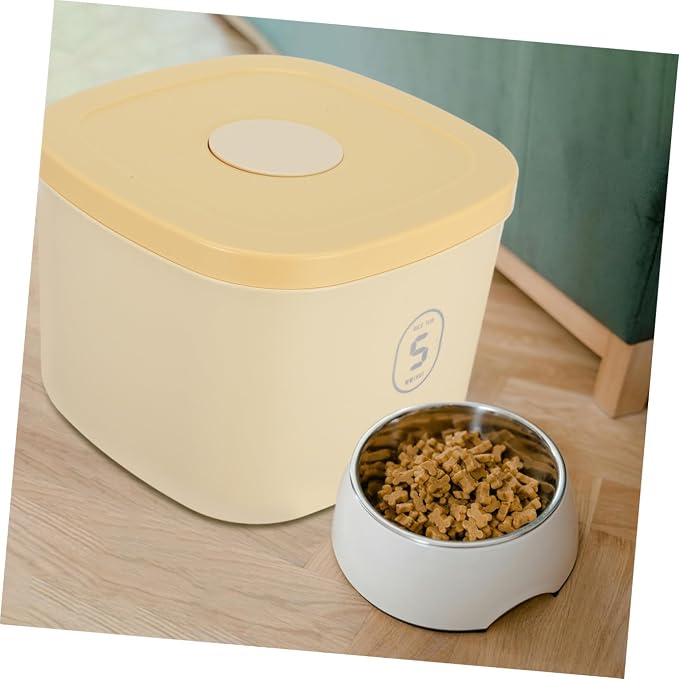 Ciieeo Pet Food Storage Container Airtight Dog Food Holder Small Yellow Vacuum-sealed Snack Bin, Small, Yellow