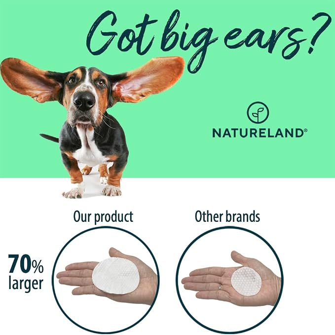 Natureland Dog Ear Wipes, Extra Large 150 pcs