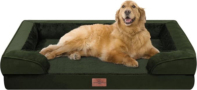 Comfort Expression Orthopedic Egg Crate Foam Dog Bed - XL 42x30in, Olive Green