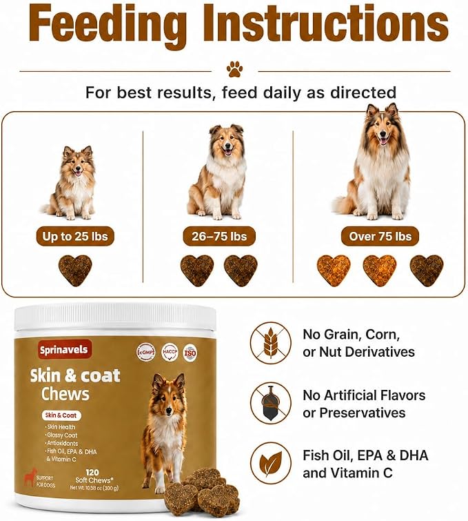 Dog Skin & Coat Chews with Omega Fish Oil, 120 Soft Chews