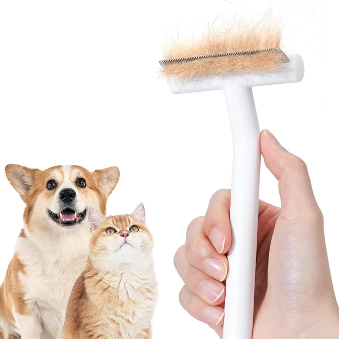 aumuca Pet Deshedding Tools for Short Haired Cats & Dogs, White