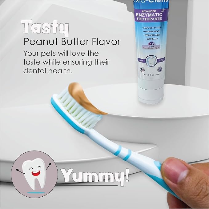 Advanced Enzymatic Toothpaste for Dogs, Peanut Butter Flavor Dog Toothpaste, Helps Clean Teeth & Freshen Breath, Supports Oral Hygiene, Dog Dental Care Toothpaste Gel, 5 oz