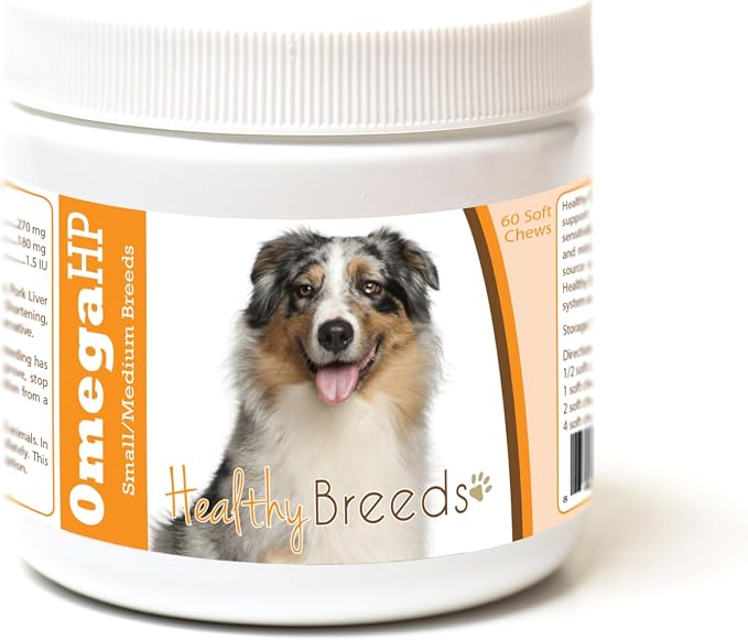 Healthy Breeds Australian Shepherd Omega HP Fatty Acid Skin and Coat Support Soft Chews 60 Count