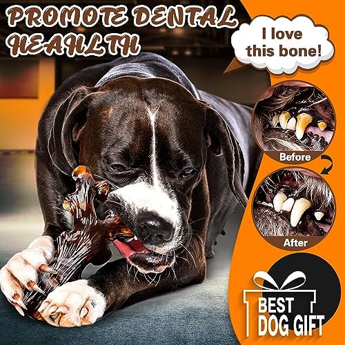 Dog Chew Toys for Aggressive Chewers 4 Pack, Indestructible Dog Toys, Bacon Flavor, Tough Nylon Bones to Keep Them Busy, Medium & Large Breed, Gifts for Dogs