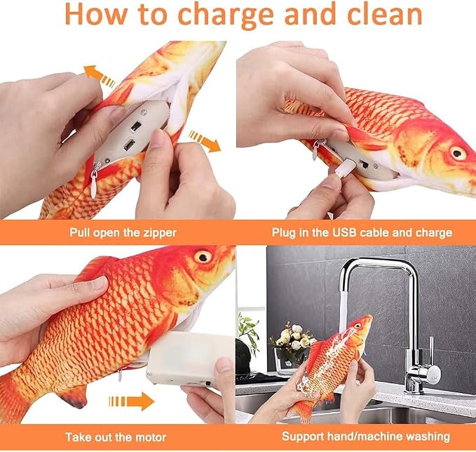 Tocirelo Cat Toys for Bored Indoor Adult Cats - Interactive Cat Toy Catnip | Catnip Kicker Toy for for Indoor Cats，Moving Kitten Kicker Self Play, 11" Electric Flopping Fish for Boredom Kitty Exercise