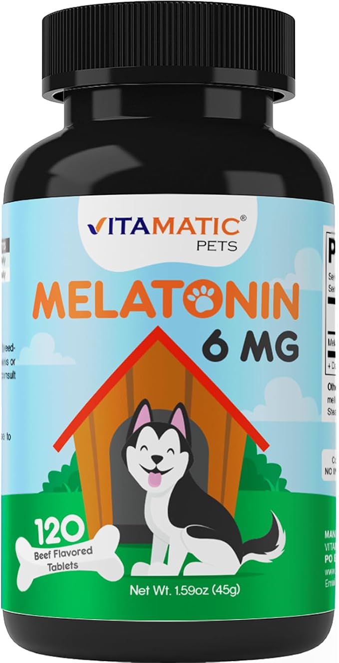 Vitamatic Pets Melatonin 6 mg Chewable Tablets for Dogs, 120 Count