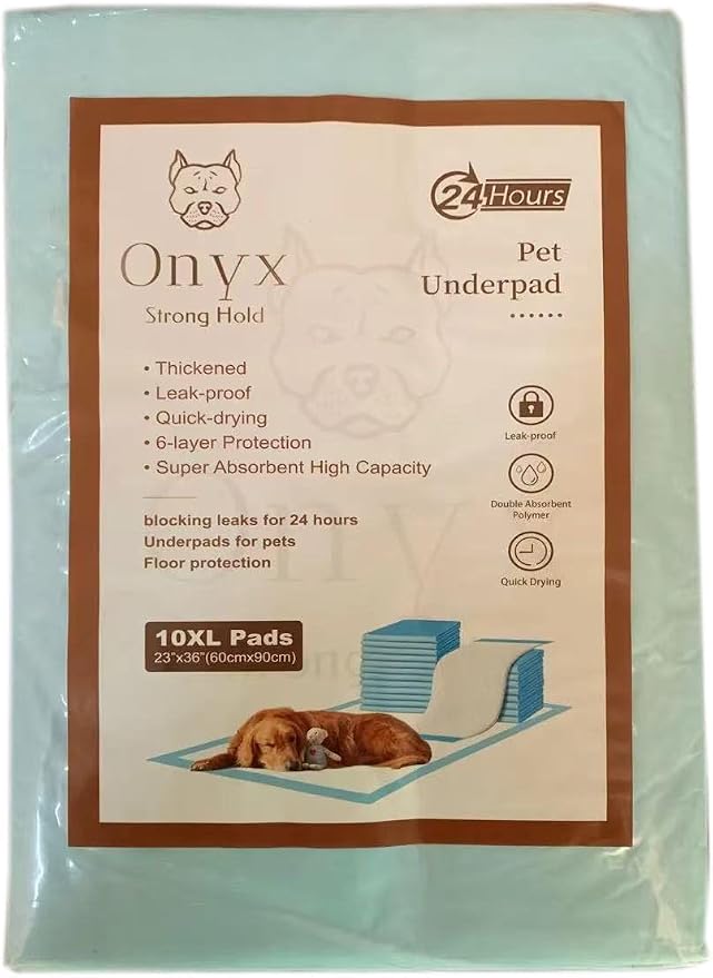 Onyx XXL Dog Pee Pads, 30 Count (30x36 Inches) - Thickened, Leak-Proof, Quick-Drying, 6-Layer Protection, Super Absorbent Training Pads for 24-Hour Floor Protection