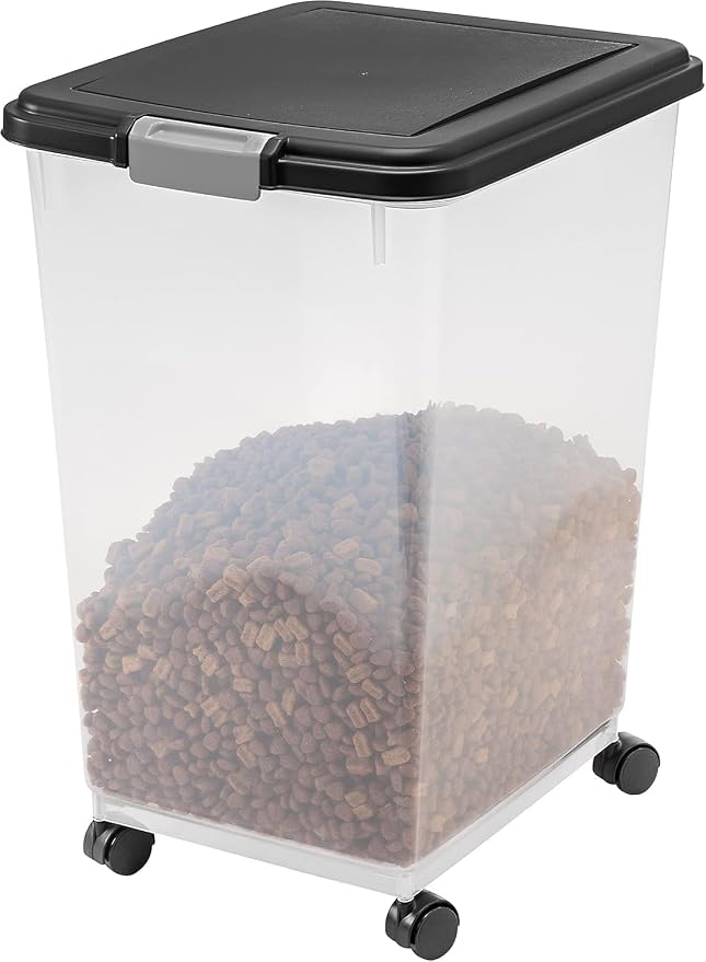 IRIS USA Dog Food Storage Container, Up to 54 lbs, Black