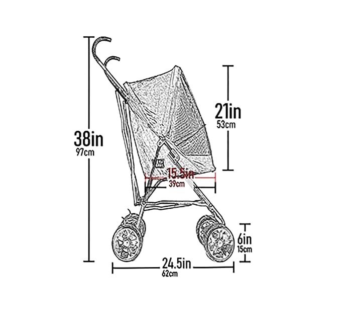 Pet Gear Travel Lite Plus Stroller - Midnight Black, up to 15lbs