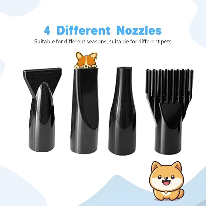 Dog Dryer,High Velocity Professional Dog Grooming Dryer | Adjustable Temperature and Speed with 4 Different Nozzles