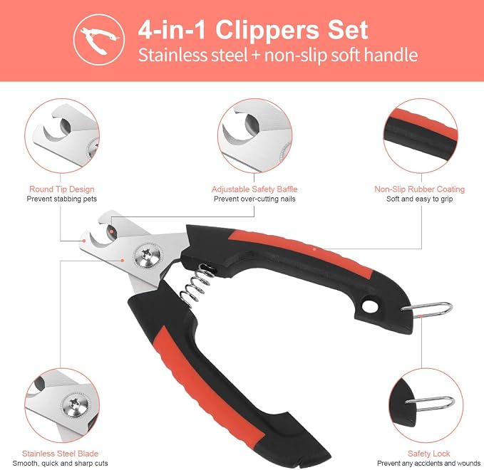 Dog Nail Clippers Trimmer Set with Storage Case & Nail File