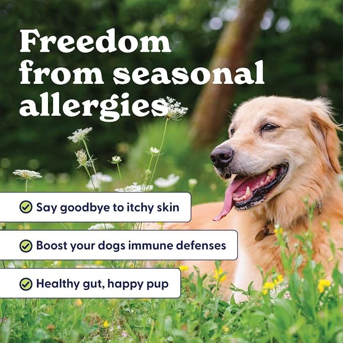 Origin Labs Allergy and Immune Support Supplement, Omega 3 Fish Oil, Bee Pollen, Colostrum, Probiotics, Prebiotics for Gut Health, Skin and Coat Health, Antioxidants, Turkey Flavor, 90 Soft Chews