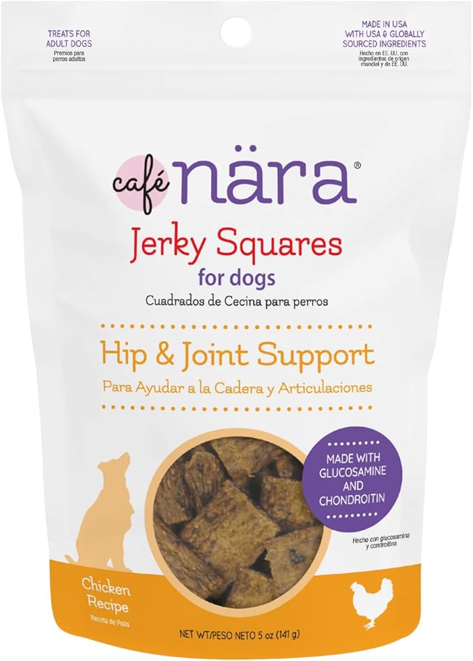 Café Nara Jerky Squares for Dogs, Hip & Joint Support, 5 oz