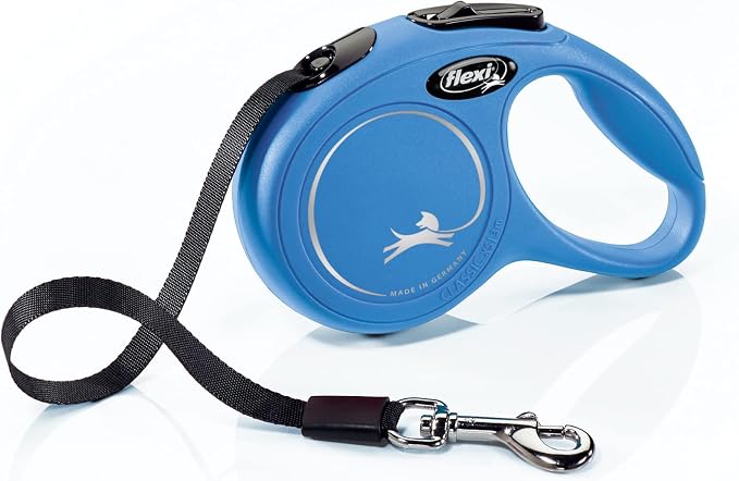 FLEXI® Classic XS Tape Retractable Dog Leash, 3-Finger Grip, 10 ft - Blue | German engineered, Pocket-Size original flexi leash, durable quality for dogs up to 18 lbs, tangle-free,reliable brake system
