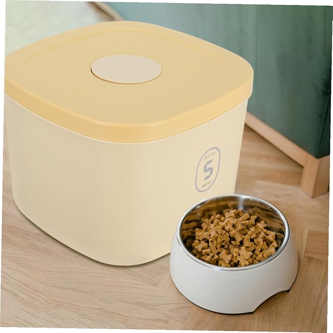 Pet Food Storage Bin Airtight Small Yellow Vacuum Seal Container Moisture-proof Cat and Dog, Small, Yellow