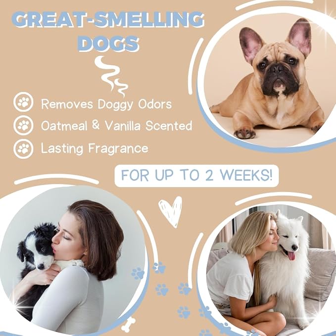 Natural Dog Shampoo and Conditioner with Aloe Vera, pH Balanced Oatmeal Shampoo for Dogs, Tear-Free Dog Shampoo for Sensitive Skin, 26.4 Oz (Pack of 6)