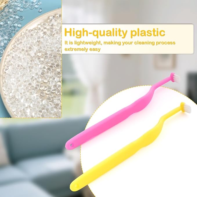 DQITJ 2 Pack Small Dog Toothbrush Mini Head Soft Tooth Brush Kit for Sensitive Gum Puppy Kitten Small Dog Cat (Red and Yellow)