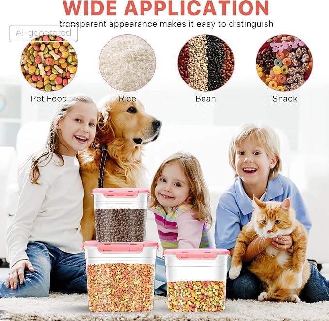3 Pieces Animal Food Storage Containers, 3.8 L